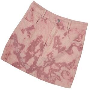 Le Lis Collection Women's Mini Skirt Small Pink Corduroy Tie Dye Grunge Y2K 90's